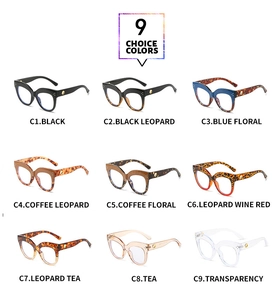 Detailed grid view showcasing nine available colors for the stylish cat-eye glasses frames
