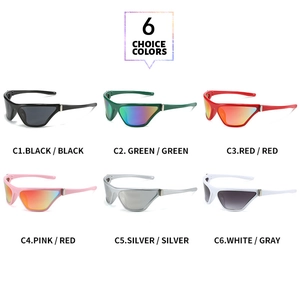 Six paires de lunettes de soleil sport Y2K œil de chat aux verres réfléchissants