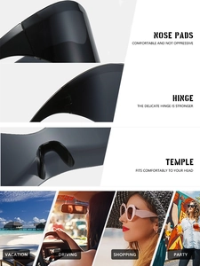Détails des lunettes de soleil Y2K avec plaquettes de nez intégrées et charnières renforcées