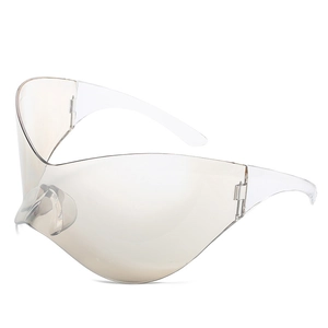 Lunettes de soleil sport Y2K futuristes surdimensionnées avec verres marron translucides