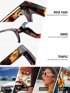 Detail view of tortoiseshell eyeglasses with sturdy metal hinges and lifestyle usage scenes