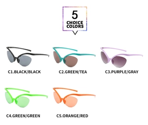 Cinq coloris disponibles pour ces lunettes de soleil papillon tendance à demi-monture
