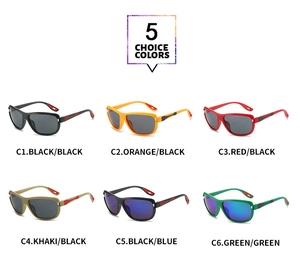 Collection of Y2K square frame sports sunglasses shown in six vibrant color variations