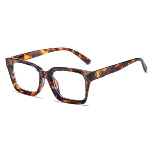 Square tortoiseshell blue light blocking glasses with vintage frame and clear lenses