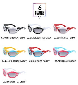 Detail of trendy Y2K sunglasses collection featuring braided texture frames in 7 colors