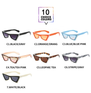 Detailed collection of 10 cat-eye sunglasses with vibrant resin frames and varied lenses