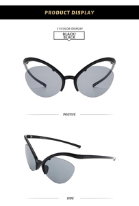 Détail macro de lunettes de soleil papillon demi-cerclées noires avec branches épaisses