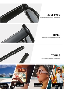Detail view of black chunky sunglasses showing metal hinges and nose pads for Y2K style