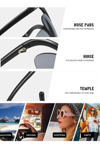 Détails de lunettes papillon demi-cerclées avec charnières solides et plaquettes de nez