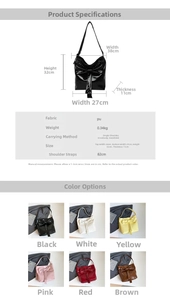 Detailed size parameters and dimensions for the bow-decorated large capacity PU tote bag