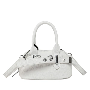 Mini sac à main blanc pour femmes et enfants avec grain de litchi et bandoulière