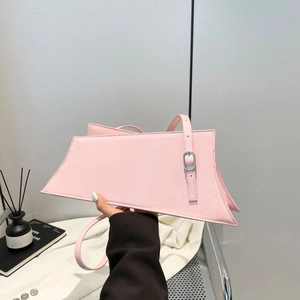 Sac à Épaule en PU Verni pour Femmes Sac sous le Bras Géométrique Irrégulier Sac à Main à la Mode Minimaliste Brillant Avec Bandoulière Réglable