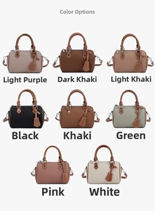 Collage showing multiple colors of the Boston style handbag with pebble grain texture