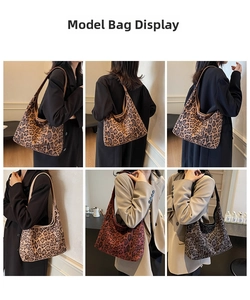 Detailansichten der Vintage-Hobo-Tasche mit Leopardenmuster in verschiedenen Farben