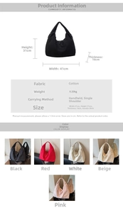 Detailed dimension guide for large canvas tote bag showing 41cm width and 31cm height