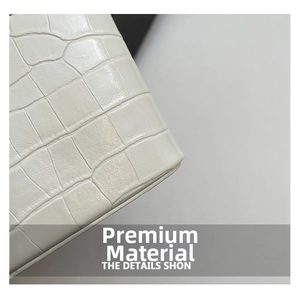 Macro shot of white crocodile pattern texture on a stylish leather handbag