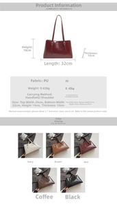 Detailed dimension chart and color variants for the large capacity commute tote bag
