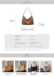 Guida alle taglie della borsa tote in tela grande con larghezza 35cm e altezza di 27cm