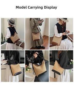 Vues détaillées des sacs hobo tressés avec finitions en cuir marron et noir chic