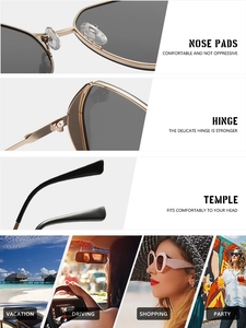 Detailed view of metal hinges and silicone nose pads on luxury fashion sunglasses