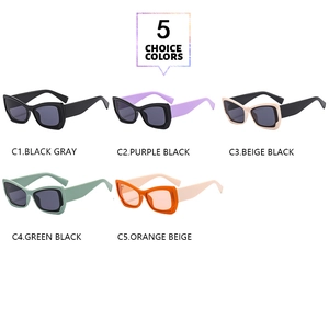 Detailed grid of five color variations for Y2K style geometric chunky frame sunglasses