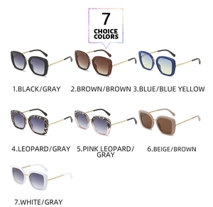 Collection of oversized square sunglasses featuring gradient lenses and gold metal temples