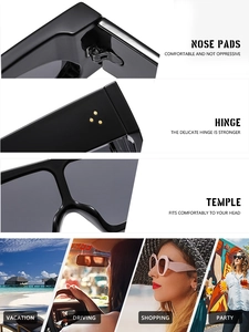 Detailed view of durable metal hinges and ergonomic nose pads on oversized fashion sunglasses