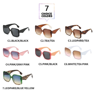 Detailed collection of square oversized candy color sunglasses in seven various frame styles