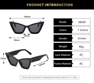 Detailed size guide and technical specifications for these cat eye oversized sunglasses