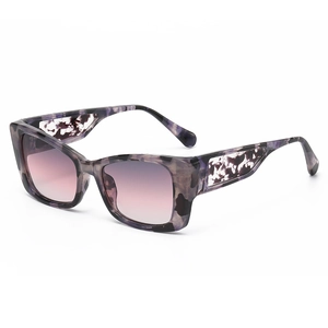 Fashionable marble purple sunglasses with gradient lenses and hollowed-out temples
