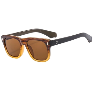 Classic wood grain sunglasses with dark brown lenses and silver metallic accents