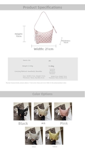 Detail view of quilted PU leather crossbody bag with pearls and lace bow charm