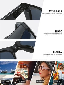 Detail of reinforced hinges, comfortable nose pads, and sleek temples on black sunglasses
