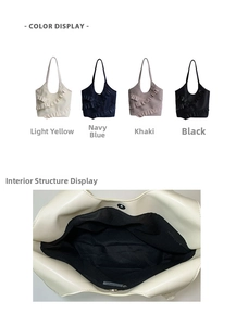 Detailed view of tote bag interior with magnetic closure and multi-color options display