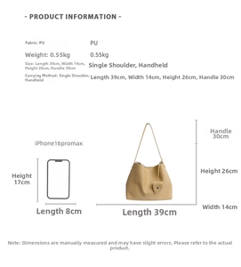 Guida dettagliata alle dimensioni della borsa tote in ecopelle con confronto iPhone 16