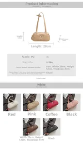 Detaillierte Größentabelle und Spezifikationen für die minimalistische PU-Schultertasche