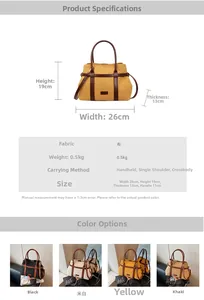 Guide des dimensions et options de couleurs pour le sac cabas en toile et cuir