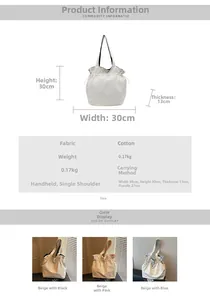 Specifiche dettagliate e opzioni colore per la borsa tote in tela da 30x30x13cm