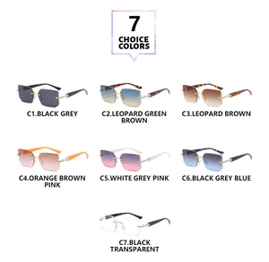 Détails de sept options de couleurs pour lunettes de soleil géométriques Y2K sans monture