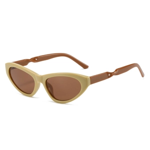 Vintage Y2K cat-eye sunglasses with cream frames and unique twisted brown temples