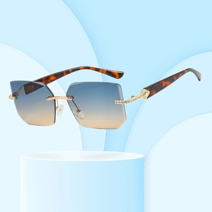 Lunettes De Soleil Carrées Sans Monture Protection UV400 Mode Y2K Luxe Avec Strass Pour Hommes Et Femmes