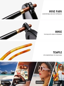 Détails de lunettes de soleil ovales avec charnières renforcées et branches ergonomiques