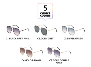 Collection of retro aviator sunglasses with double bridge and gradient lenses in five colors