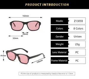 Guide des tailles détaillé pour lunettes de soleil rétro avec dimensions et matériaux