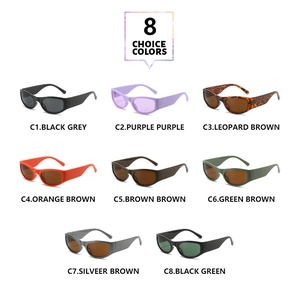 Detailed grid showing 8 trendy colors of Y2K rectangular sunglasses with thick frames