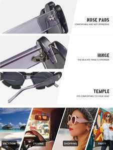Detailsicht der lila-grauen Sonnenbrille mit bequemen Nasenpads und robusten Scharnieren