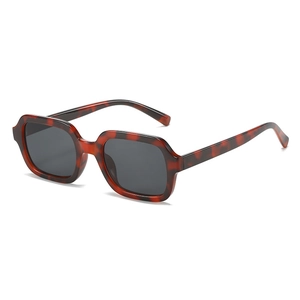 Classic tortoise shell square sunglasses with dark grey lenses in a minimalist trendy style