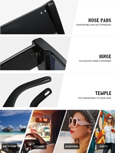 Detail view of square candy color sunglasses showing stable hinges and comfortable nose pads