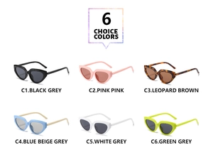 Grid display of Y2K cat eye sunglasses in various candy colors for fashion styling