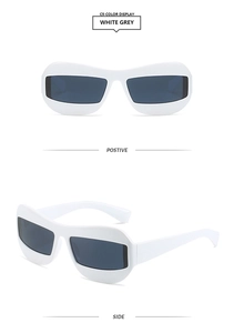 Vues de face et de côté de lunettes de soleil de sport futuristes blanches carrées